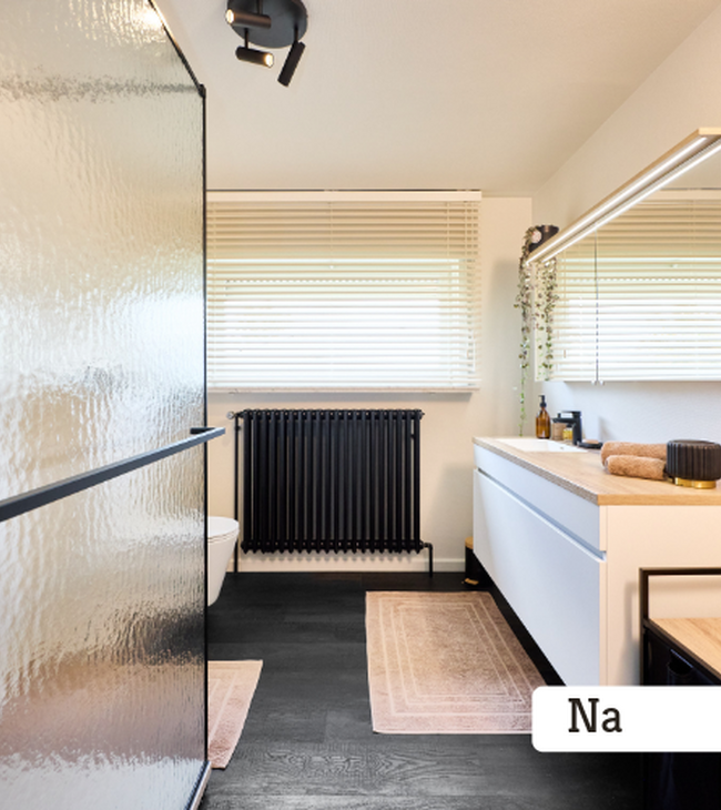 De badkamer van Nancy na de renovatie