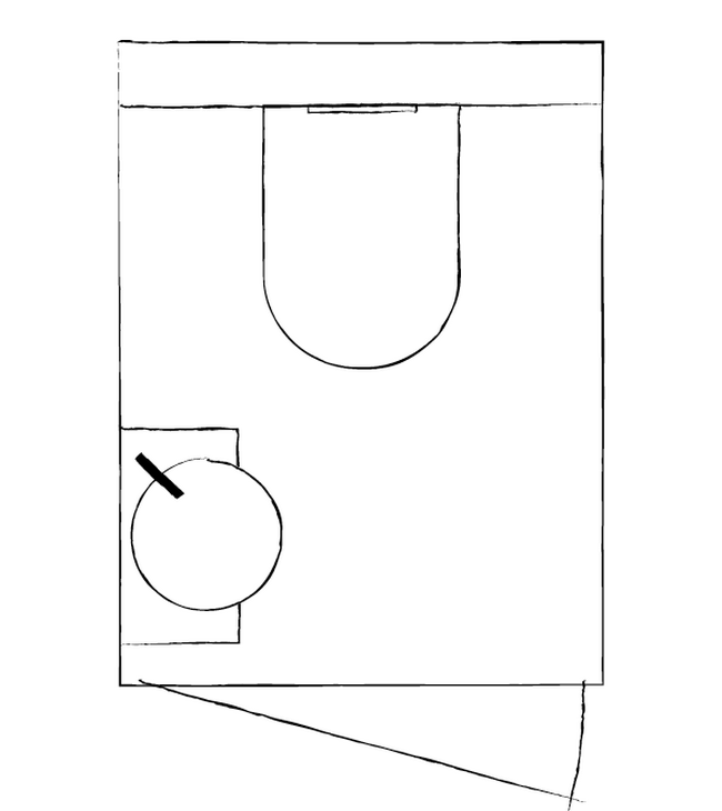 Toilet 90 x 120 cm grondplan