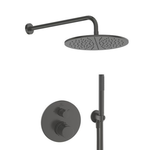 Regendouche Ceratherm T100 gun metal voor inbouw