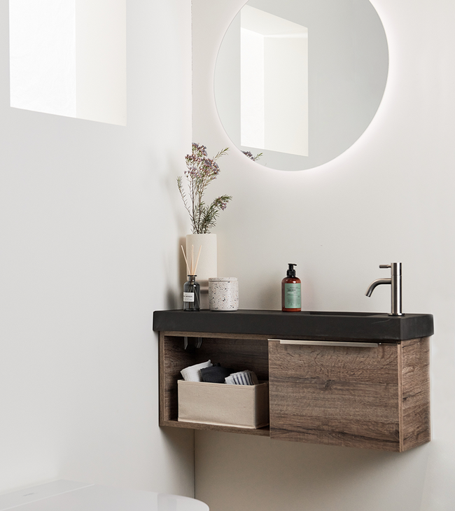 Wastafel met onderkast voor toilet van detremmerie