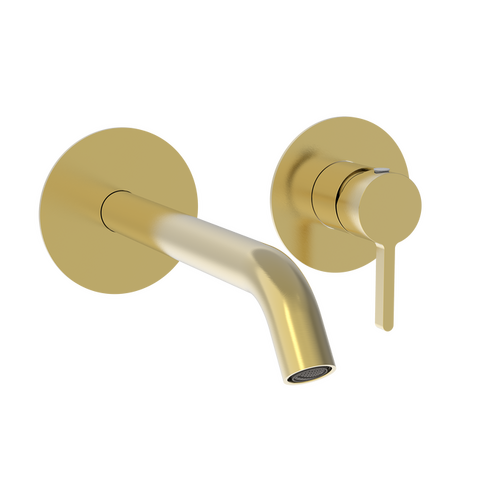 Wastafelkraan muurmontage Vivo Brushed Gold met coldstart